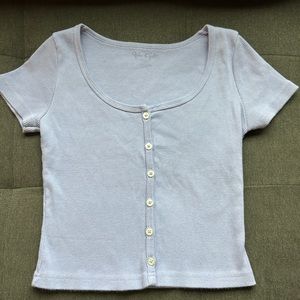 John Galt Lavender Button Crop Top
